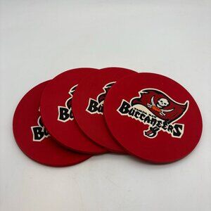 NFL Tampa Bay Buccaneers Football Flag Logo Set of Four Plastic Cup Coasters